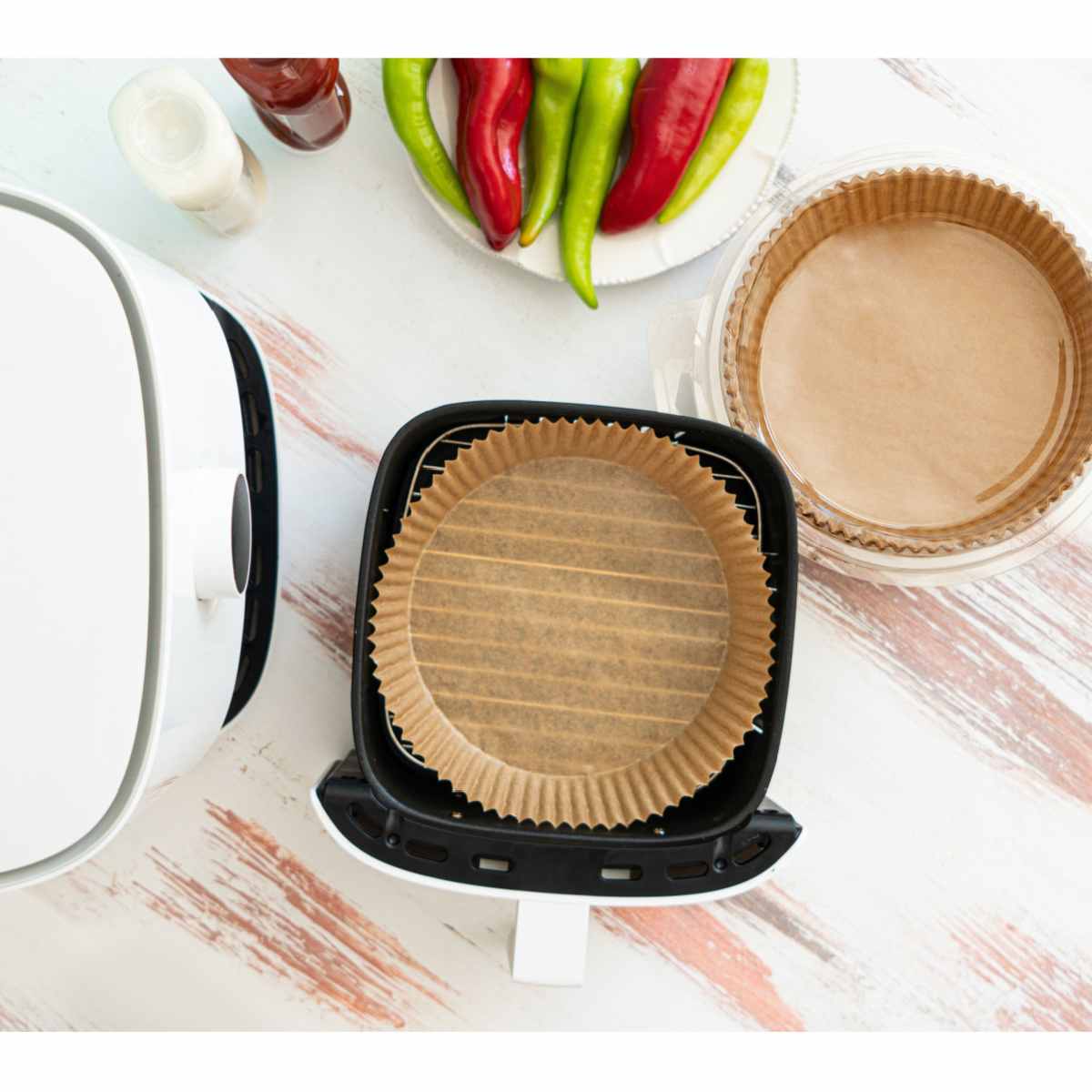 An air fryer with liners