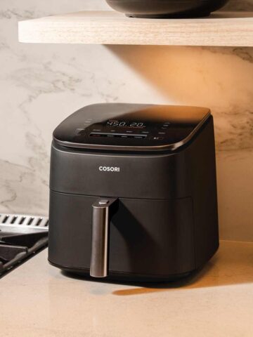 Cosori TurboBlaze air fryer on a kitchen worktop.